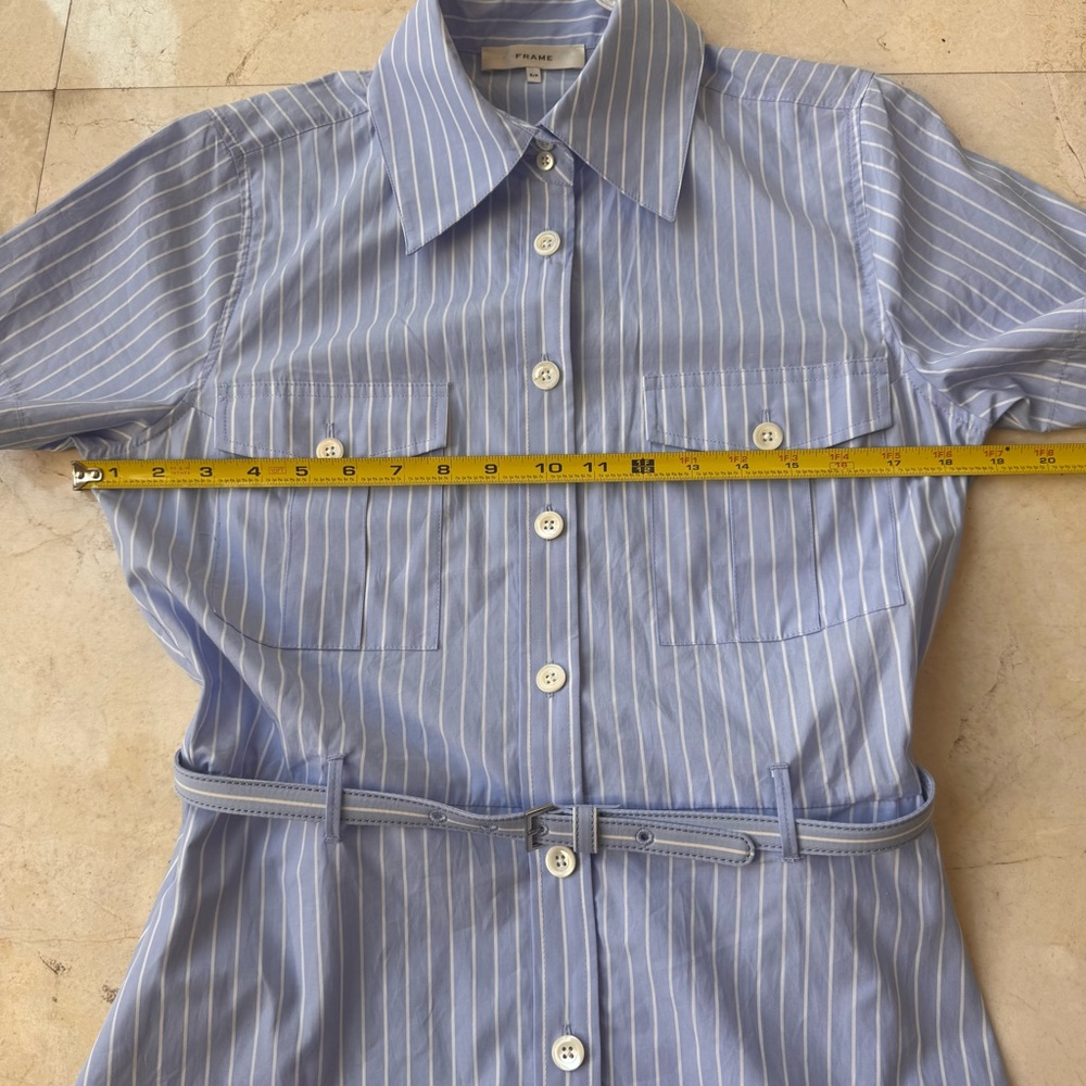 Frame The Striped Safari Blue and White Shirt Dress size S - Picture 9 of 12